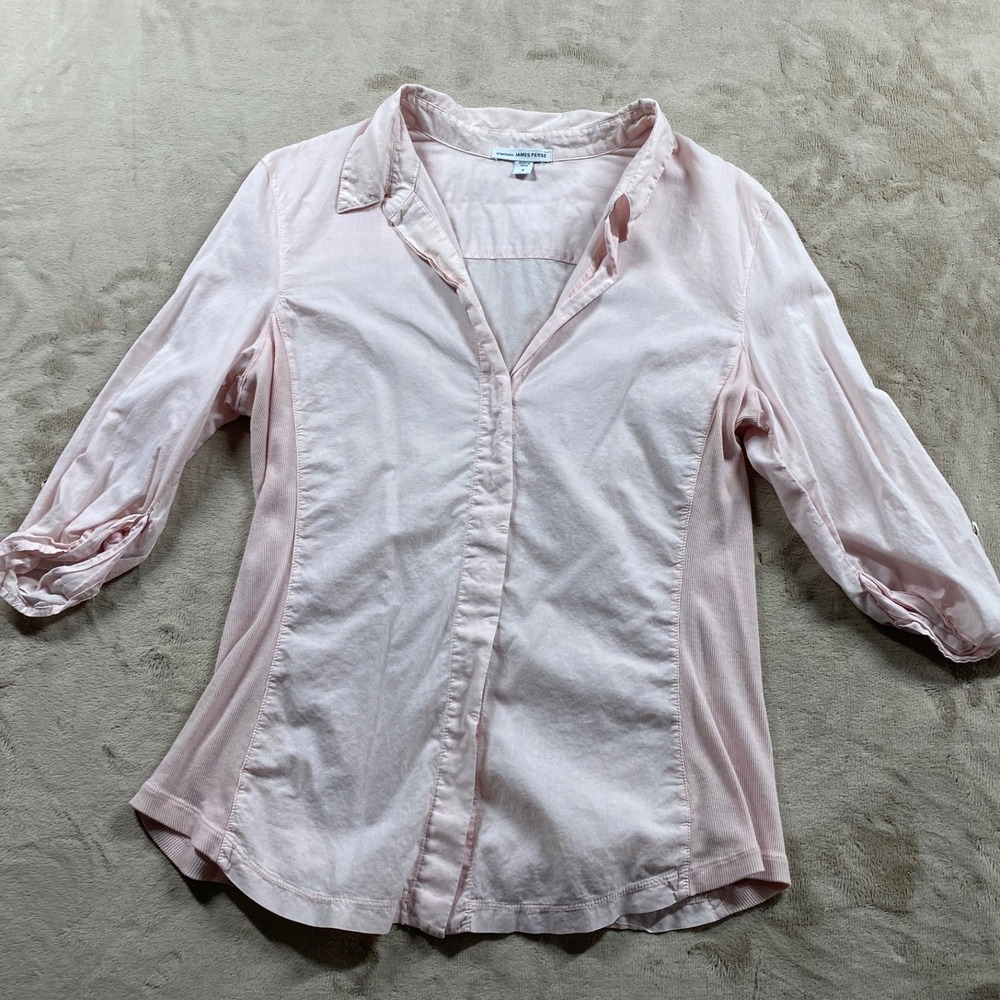 • Lot of 3 James Perse Sheer Slub Side Panel Shirts Women's Size 4 Pink Yellow